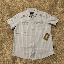 Howler Bros Crosscut Deluxe Snapshirt Mens L Surfbird Sky Oxford Dobby Blue NWT picture