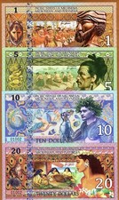 SET, Pacific States of MMP, $1-5-10-20, 2018 Private Issue Polymer, exotic picture