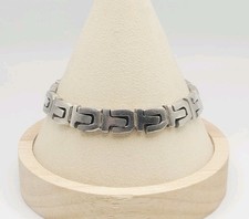 Taxco Sterling Silver Vintg Native Mexico Heavy Interlocking Link Chain Bracelet picture