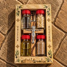 Holy Land Blessing Kit Jerusalem Holy Water Olive Oil Soil Frankincense Olive picture
