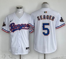 Corey Seager #5 Rangers World Series Champions Gold Stitched Jersey Mens NWT picture