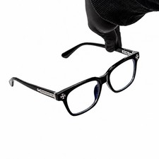 Classic Fashion Men Women Clear Lens Black Silver Plated Cross Eye Glasses picture