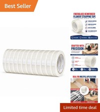 Tear Resistant Fiberglass Packing Tape - 12 Rolls 3/4 in x 60 yds, High Strength picture