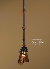 VITALIA OIL RUBBED METAL WITH HANDMADE GLASS PENDANT LIGHT 21905 picture