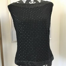 True Vintage Shell Top Fully Beaded Black Wool Metal Zipper Small 1950s 1960s  picture