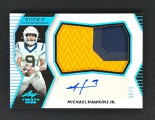 Michael Hawkins Jr. 2026 Leaf Trinity Auto Jersey Patch Relic Platinum 1/45 WVU picture