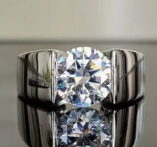 4.00Ct Round Lab-Grown/CVD Diamond Men's Wedding Solitaire Ring 950 Platinum picture