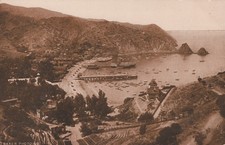 Bay of Avalon Santa Catalina Island CA Postcard Steamships Harbor Baker Photo picture