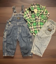 Vintage 90s Oshkosh Bgosh Baby Boy 3 Pc Lot 12 Months Vesbak Made In USA picture