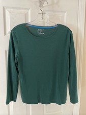 TALBOTS Womens Sz LP Long Sleeve Pretty green Top Pull Over Gorgeous picture