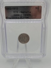 1902-1910 Canadian King EdwardVII SILVER 5C 🇨🇦 ICG Genuine  picture
