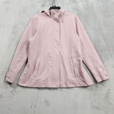 Athleta Jacket Womens M Pink Athleta Sutro Rainout Trench Hooded Full Zip Snap picture