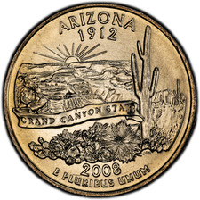 2008-D 25C Arizona PCGS Wrap Machine Dmg-UNC Detail Quarter - USA Toned BB8670 picture
