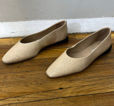 Saks Fifth Avenue Women’s Beige Snakeskin Textured Slip-On Pointed Flats picture