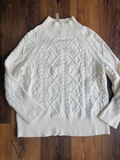Talbots Large White Cable Knit Sweater Made in Cambodia picture