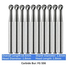 10-100pc Vakker Dental Carbide Burs FGSS6 16.5mm Round Short Shank FG Drill Bits picture