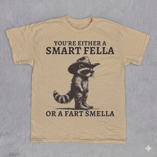 Retro Smart Fella Raccoon Vintage T-Shirt Funny Distressed Gift Tee picture