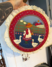 Vintage Handmade Embroidery Hoop Wall Art – Farm Girl Geese Cottagecore picture