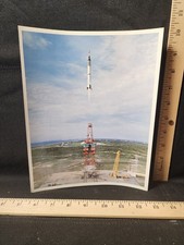 1963 NASA Press Photo Project Mercury Lift Off First Human Spaceflight Used picture