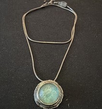 Sterling Silver Modernist Sea Glass Necklace Luli Hamersztein Artisan 925 picture