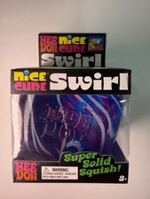 NeeDoh Nice Cube Swirl, Clear Blue, Pink, White Sensory Squishy Fidget Toy Rare picture
