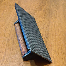 Vintage Metal Trowel w/ Textured Surface, Wood Handle, Black/Brown, 1pc picture