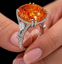 Rare Amazing 5 Ct Certified Round Cut Orange Diamond Solitaire Ring 925 Silver picture