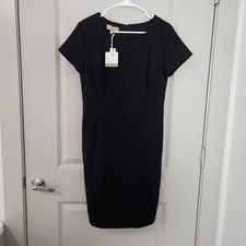 Talbots Petite Italian Wool Blend Sheath Dress Black 6P Short Sleeve NWT picture