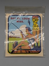 Vintage Bay St Louis Mississippi Pin Up Fishing Decal RD49 NOS 1950s 60s picture