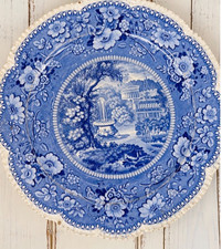 Antique Enoch Wedgwood & Sons Celtic China Blue Transferware Scenic Plate 10 picture