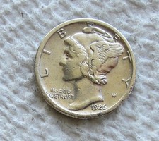 1926-S Mercury Winged Liberty Silver Dime Rare Key Date San Francisco XF Cleaned picture