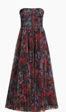 New Hutch Alba Floral Pleated Tulle Gown In Black Multi Winter Garden Sz 12 $398 picture