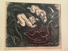 Charles Surendorf Tahitian Ghosts Tupapas Original Signed Art Print circa 1940s picture