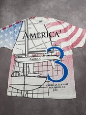 Vintage America3 America's Cup Shirt XL USA 1992 San Diego Sailing Tee Hanes 90s picture