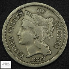 1882 Three Cent Nickel Piece 3CN - Cleaned picture
