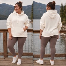 Athleta Retroplush Revive Hoodie Women's Plus 3X Magnolia Ivory White NWT Fleece picture