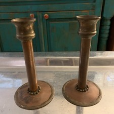 Mission Style Hand Hammered Antique Early American Copper & Brass Candle Holder picture