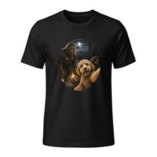 Goldendoodle Bigfoot Campfire T-Shirt Funny Dog Camping Tee FriskyBiscuits picture