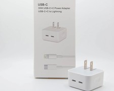 apple 35w dual usb-c port compact power adapter with usb c to lightning cable picture