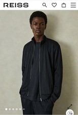 Reiss Men's AkselWave-Jacquard Zip-Through Jacket Navy Medium - NWT - RN114836 picture