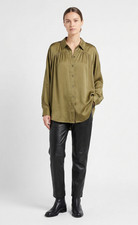 Current Air Anthropologie Blouse Tunic Shirt Top L XL Satin Oversized Fairycore picture