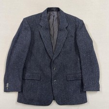 Woozy Blazer Mens 38 Gray Harris Tweed Herringbone Wool Sport Coat Jacket picture