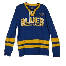 GIII Sports St Louis Blues NHL Lace Up Hockey Shirt Men's XL Waffle Knit picture