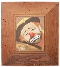 Vintage 1957 Original Gouache Painting Signed Jon Helland Sad Clown Emmett Kelly picture