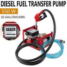 16GPM 110V Electric Oil Fuel Diesel Gas Transfer Pump w/Meter Manual Nozzle Hose picture