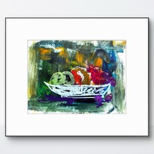 SAMATOWIC Fruit Bowl 9X12 Paper Drawing Expressionism Original Fine Art 29 picture