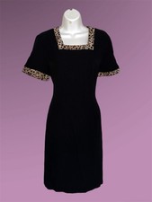 Betsy’s Things Vintage Black Leopard Retro Mini Dress (Size 5/6) 80’s picture