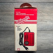 Vintage Milwaukee 120V Charger 2.4V Ni Cad Batteries 48-59-0180 Open Box picture