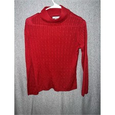 Croft & Barrow Red Cable-Knit Turtleneck Sweater Womens Petite Medium PM picture