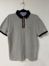 Tommy Hilfiger Men's Size M Regular Gray Solid Polo Shirt Short Sleeve Stretch picture